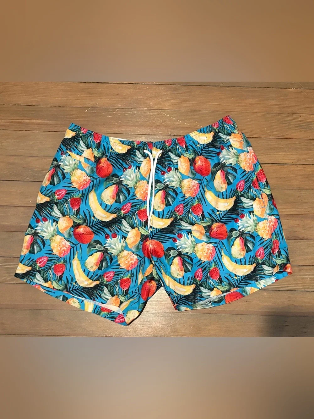 NWT Trunks Men's Blue Tropical Fruit Swim Shorts